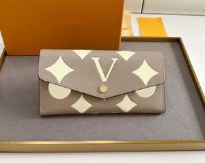 Dames Designer Portefeuilles Luxe Envelop Portemonnee Klassiek Grote bloem Letter Lange kaarthouder Hoogwaardige damesmode Kleine clutch met originele stofzakdoos