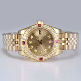 Womens Designer Bekijk Gold AAA Watch Woman Automatisch vol goud met diamant bezel gouden wijzerplaat diamant marker horloge 26 mm diamant dames volledig gouden horloge met doos