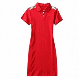 Diseñadores para mujer Casual Dres Verano Dr Fi 100% Cott Camisa Ropa Una línea Falda Fresca Dulce Color múltiple Tamaño asiático V0VS #