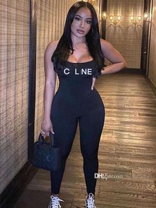 Dameskleding Letterprint Slanke strakke jumpsuit Designer Jumpsuits Sexy rompertjes Elegante mode magere bodysuit Trui Comfortabele clubwear