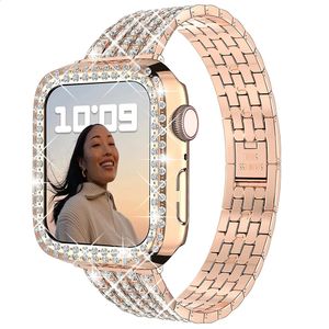 Bracelet en diamant pour femmes, pour Bracelet de montre 7 6 41mm 45mm 38/42/40/44mm, Bracelet en métal pour iWatch série SE 3, couverture de bijoux 240311