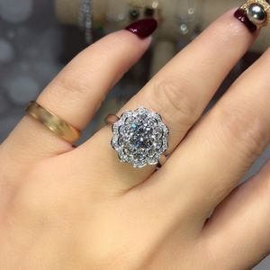 Womens Diamond Ring Mode Bloemen Moissanite Ringen Sieraden Bruiloft Verlovingsring Voor Vrouwen