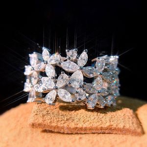 Womens Diamond Ring Fashion Leaf Ring Bijoux Bague de fiançailles de mariage pour les femmes