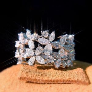 Womens Diamond Ring Fashion Leaf Ring Sieraden Bruiloft Verlovingsring voor vrouwen