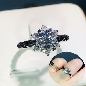 Womens Diamond Ring Mode Sneeuwvlok Moissanite Ringen Sieraden Bruiloft Verlovingsring Voor Vrouwen