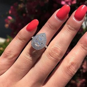 Dames diamanten ring mode waterdruppel grote diamanten ring sieraden bruiloft verlovingsring voor vrouwen