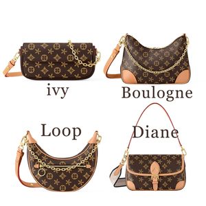 Femme Diane Baguette Envelope Loop Designer Sac pour homme Luxury Le cuir Boulogne Chain Sac Clutch Woc Swirder Nurse Tote 10a Travel Cross Body Ivy Half Moon Hand Sacs