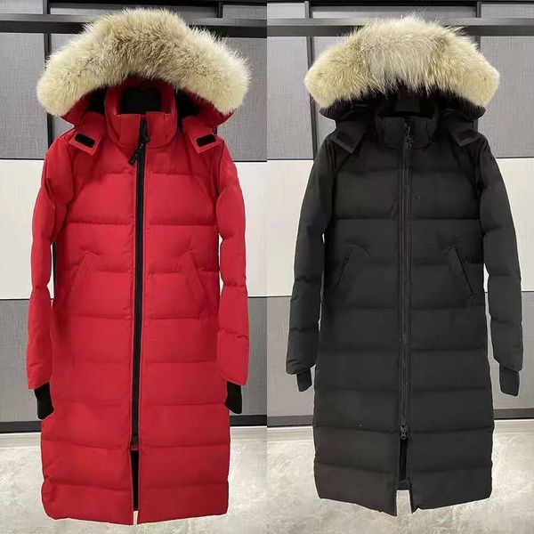 Chaqueta de plumón para mujer Diseñador Marca de moda canadiense Gansos Abrigos largos Bolsillo grande Cuello de piel Top térmico Mujer Otoño e invierno Large goose canada women Coat