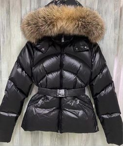 Dames donsjack met capuchon en afneembare vossenbontjas Designer warme parka's