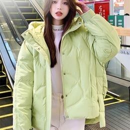 Femmes vers le bas style coréen hiver femmes veste bouffante Parkas à capuche surdimensionné femme manteau ample coton rembourré vêtements d'extérieur 220902