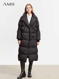 Dames donsparka's AMII minimalistische jas voor dames lange jas pak kraag warme dikke Koreaanse versie winter bovenkleding vrouwelijk 12344029 231018