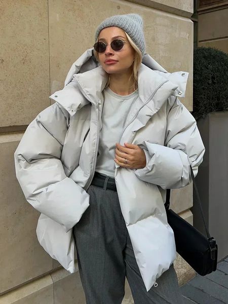 Femmes vers le bas Parkas Bornladies veste matelassée femmes hiver manteau ample Vintage pain vêtements d'extérieur bureau dames chaud coton doudoune 231206