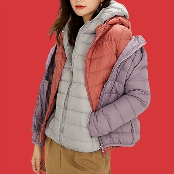 Parkas en duvet pour femmes CHYAOWU 90% duvet de canard blanc léger femmes hiver doudounes à capuche grande taille solide plumes manteaux femme hiver 220929