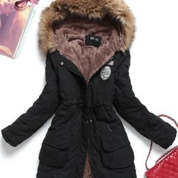 Dames Down Parkas Fitaylor Winter Women Jacket Medium Long Dikke uitklapen Haped Hooded Wadded Coat Slim Parka CottonPadded Jacket Overcoat 220929