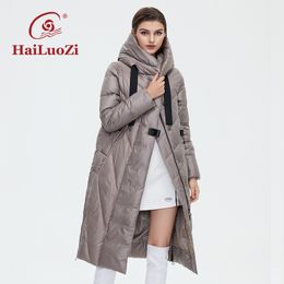 Femmes Down Parkas HaiLuoZi Femmes Veste D'hiver Femmes Manteau Allongé Chaud Coupe-Vent À Capuche Ceinture Haute Qualité Biocoton Remplissage Parka 6032 220902