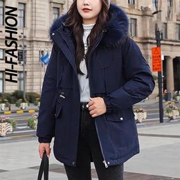 Womens Down Parkas HiFASHION Jaqueta de Inverno Mulheres Parka Longo Casaco Lã Com Capuz Parkas Slim Com Gola De Pele Quente Neve Desgaste Roupas Acolchoadas 220914