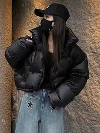 Femmes vers le bas Parkas Jmprs épais femmes hiver chaud lâche manteaux gonflés coton rembourré col montant vestes coréennes noir mode femme vêtements 231023