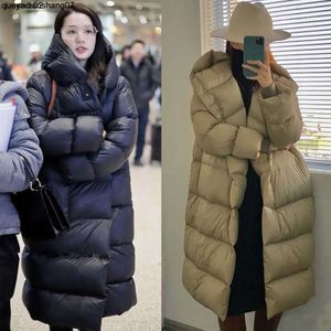 Parkas en duvet pour femmes version coréenne longue longueur au genou doudoune pour femme Li Qin même veste à capuche en duvet de canard blanc ample et amincissante tendance