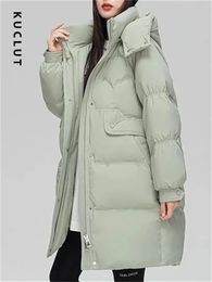 Parkas en duvet pour femmes KUCLUT épaissir chaud pour les femmes automne hiver manteaux de mode avec une capuche longue veste surdimensionnée à fermeture éclair décontractée 231031