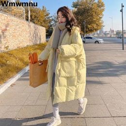 Femmes vers le bas Parkas lâche à capuche coton épaissir surdimensionné 80 kg vestes coréenne longue rembourrée Jaqueta Feminina Simples hiver chaud Casaco 231206