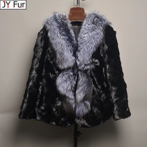 Femmes vers le bas Parkas de luxe dames automne hiver véritable tricoté vison fourrure châles col de renard femmes Pashmina Wraps mariée Cape manteau veste 231120