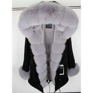 Femmes Down Parkas MaoMaoKong Naturel Véritable Veste De Fourrure À Capuche Noir Imperméable Femme Hiver Chaud Manteau De Luxe Femme Vêtements 221124