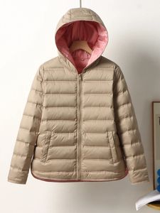 Parkas de plumón para mujer, chaqueta ligera de tela mate, ultramujer con capucha, cortavientos delgado, ligero, sin costura, abrigo cálido 231129