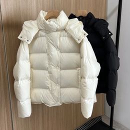 Femmes Down Parkas Hommes Gilets Janveny Mode Femmes Court Pain Hiver Chaud Solide Veste À Capuchon Léger Lâche Puffer Manteau Femme Plume 231206