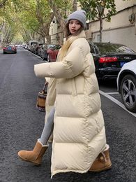 Femmes vers le bas Parkas surdimensionné Long manteau femmes hiver coton veste femme mode coréenne rembourré pardessus dames décontracté épais chaud manteaux à glissière 231206