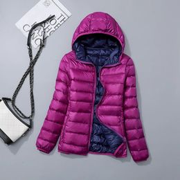 Femmes vers le bas Parkas veste pliable femmes ultra-léger Camping randonnée Trekking imperméable manteau d'hiver en plein air Double face chaud doudoune 231019