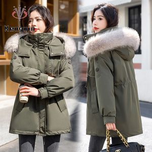 Femmes vers le bas Parkas Parka pour l'automne hiver lâche dame manteaux épais Petite chaude grand col de fourrure vêtements de dessus pour femmes vestes vêtements KE3680 230921