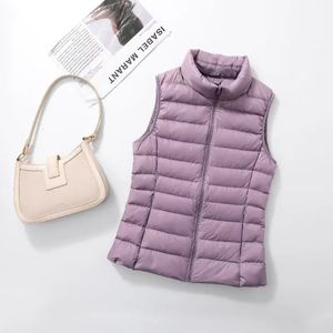 Dames donsparka's paars dames ultralicht vest vrouwelijk winddicht lichtgewicht warm vest mouwloos witte eend jas 231006