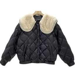 Piumino da donna Parka Collo in pelliccia di coniglio Piumino ispessito Stile occidentale Moda Sottile Piumino d'anatra bianco Cappotto Donna Tinta unita Vestiti caldi F930 220914