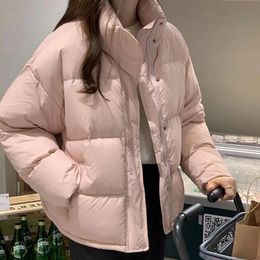 Femmes vers le bas Parkas Rimocy hiver chaud épais court femmes coréen col montant coton rembourré manteaux femme fermeture éclair vers le haut veste bouffante femme 231206
