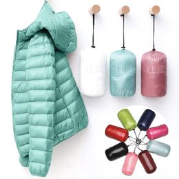 Parkas de plumón para mujer, abrigo de invierno, chaqueta de pato blanca ultraligera, globo delgado, portátil, a prueba de viento, 221124