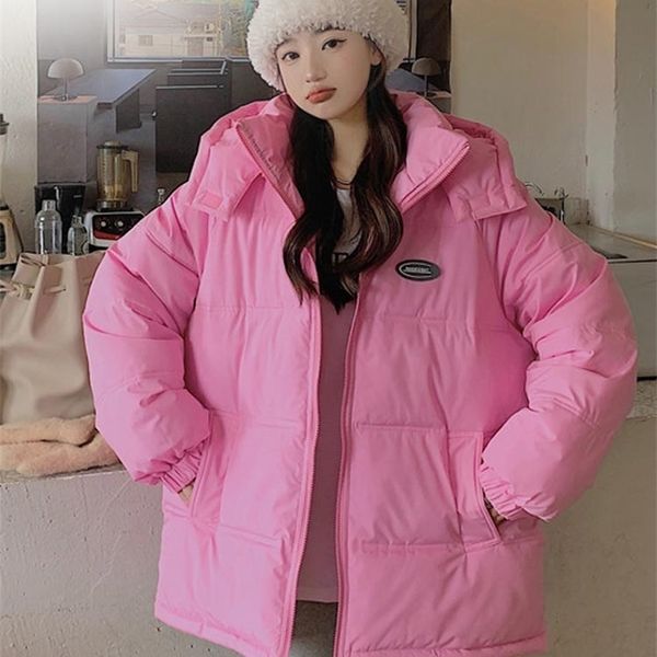 Parkas de invierno para mujer, chaqueta acolchada de algodón para mujer, abrigo para amantes de estilo coreano, Parkas para mujer, ropa de invierno con capucha extraíble 220902