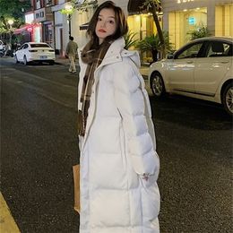 Dames Donsparka's Winterjas Dames Xlong Jas Koreaanse stijl Zwart Outwears Casual Mode Thermische Kleding Vrouwelijk Eenvoudig Warm 221010