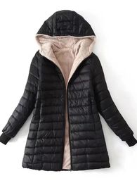 Dames Donsparka's Winter MidLength Katoenen Jas Met Capuchon Dames Herfst Lichtgewicht Pluche Voering Effen Dames Parka Losse Vrouwelijke Rits Uitloper 231206