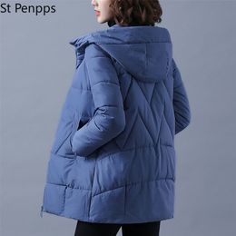 Femmes Down Parkas Hiver Femmes Veste Chaud Parkas Femme Épaissir Manteau Coton Rembourré Long À Capuche Outwear Plus La Taille Lâche Femmes Neige Veste 4XL 220826