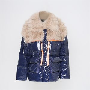 Dames Down Parkas Women Blue Big Collar Duck Down Coat kleding Warm Fashionable Parka 220914