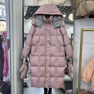 Feminino Down Parkas Feminino Casual Longo Puffer Jacket 90% Branco Duck Down Coat Inverno Grosso Quente Com Capuz Feminino Feather Feather Parkas Snow Outwear 220929