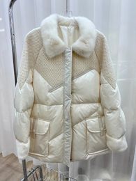 Femmes vers le bas Parkas femmes veste d'oie col de fourrure de vison hiver chaud épais luxe femme bouffante vêtements d'extérieur 231218