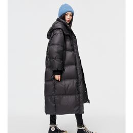 Femmes Down Parkas Femmes Parka Mi-Longueur Veste Noire Baggy Hiver Imperméable Chaud Canard Plume Femme À Capuchon Puffer Manteau Bulle Outwear 221124