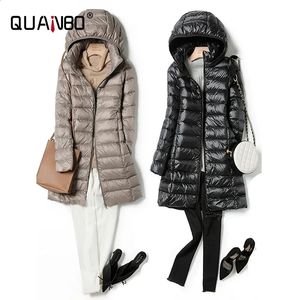 Femmes Down Parkas Femmes Printemps Veste Ultralégère Mince Emballable Longue Femme Chapeau Détachable Slim Fit Jupe Manteau Portable Outwear 231118