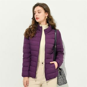 Parkas en duvet pour femmes Manteau en duvet léger à manches longues Zip Packable Puffer Jackets Ultra léger Short Down Down Windproof Outerwear Jacket 220914