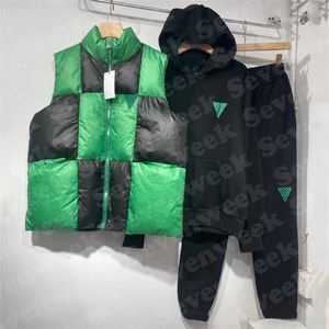 Dames Down Vest Hoodie Sports broek Designer Trackkleding Winter Fashion Sweatpants 3PCS Sets