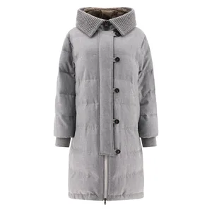 Downs de femmes Brunello Winter Gris Grey Wool Hoody Down Cucinelli Jacket