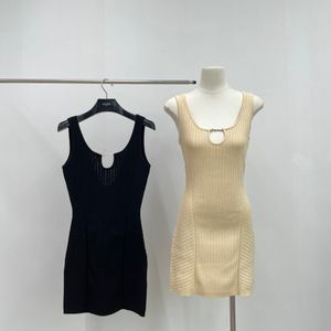 Damesjurk Modemerk mouwloze elastische slim-fit gebreide mini-jurk zonder mouwen
