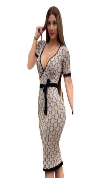 Robe de luxe pour femmes, lettre GGity, manches courtes, robe de soirée ALine, Sexy, col en V, Mini robes Dkiqp6967837