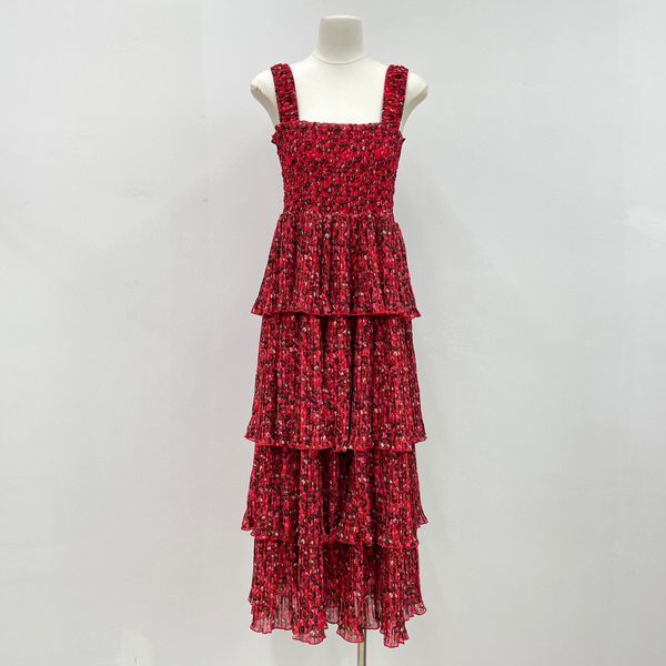 Robe Femme Robe rouge à imprimé floral et à franges